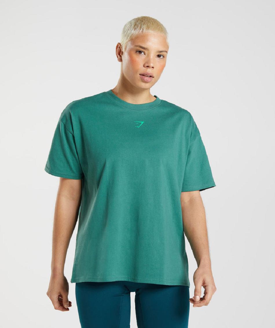 Gymshark Fraction Oversized Ženske T Shirts Zelene | HR 3287KOR